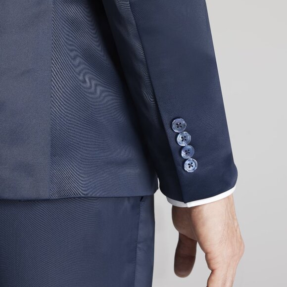 NEW Egara Skinny Fit Shiny NAVY Suit JACKET - Picture 4 of 4